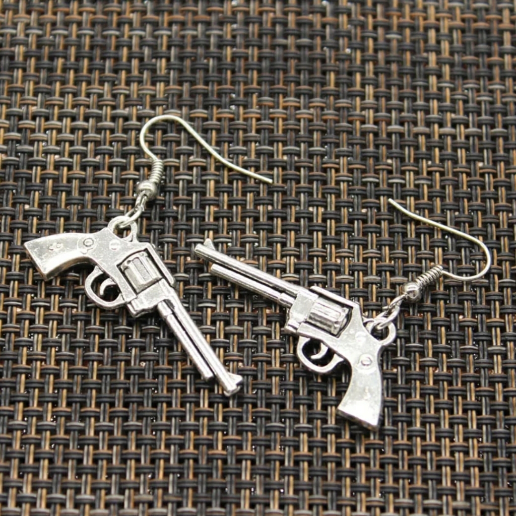 Gun Earrings Western Cowgirl Silver Cowboy